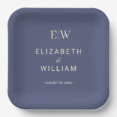 Elegant Simple Future Dusk mit Monogram Wedding Pappteller (Vorderseite)