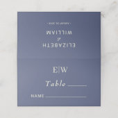 Elegant Simple Future Dusk mit Monogram Wedding Platzkarte (Außenseite Aufgefaltet)