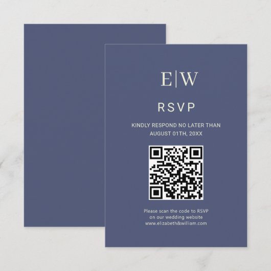 Elegant Simple Future Dusk mit Monogram Wedding RSVP Karte (Vorne/Hinten)