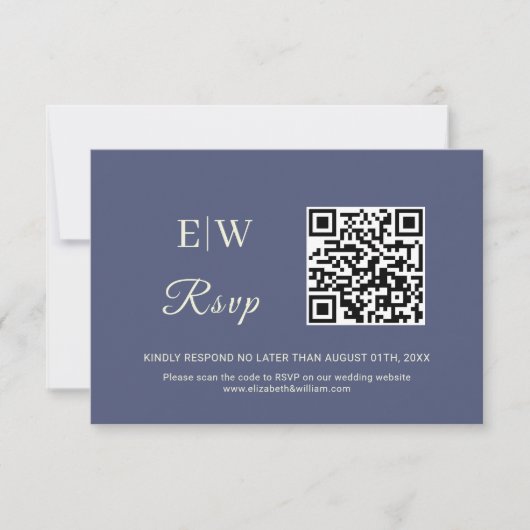 Elegant Simple Future Dusk mit Monogram Wedding RSVP Karte (Vorderseite)