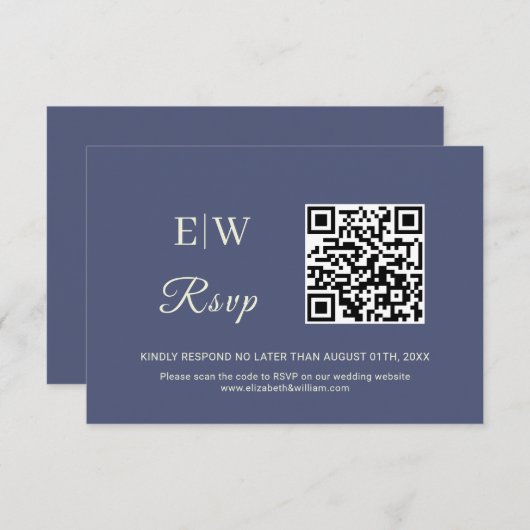 Elegant Simple Future Dusk mit Monogram Wedding RSVP Karte (Vorne/Hinten)