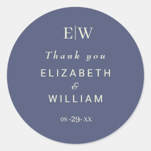 Elegant Simple Future Dusk mit Monogram Wedding Runder Aufkleber