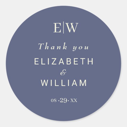 Elegant Simple Future Dusk mit Monogram Wedding Runder Aufkleber (Vorderseite)