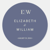 Elegant Simple Future Dusk mit Monogram Wedding Runder Aufkleber (Vorderseite)