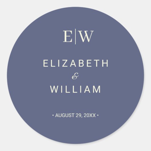 Elegant Simple Future Dusk mit Monogram Wedding Runder Aufkleber (Vorderseite)