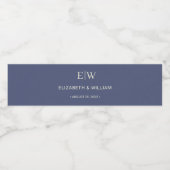 Elegant Simple Future Dusk mit Monogram Wedding Wasserflaschenetikett (Einzelnes Label)