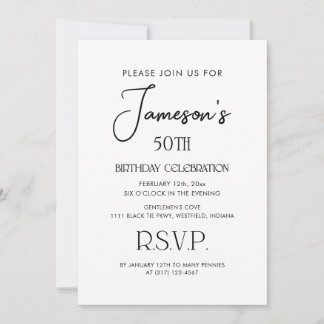 Elegant Simple Gentlemen's 50. Geburtstagsparty Einladung