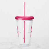 Elegant Simple Girly Pink Black Monogram Acryltrinkbecher (Rechts)