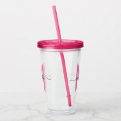 Elegant Simple Girly Pink Black Monogram Acryltrinkbecher (Links)