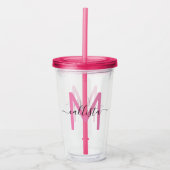 Elegant Simple Girly Pink Black Monogram Acryltrinkbecher (Vorderseite)