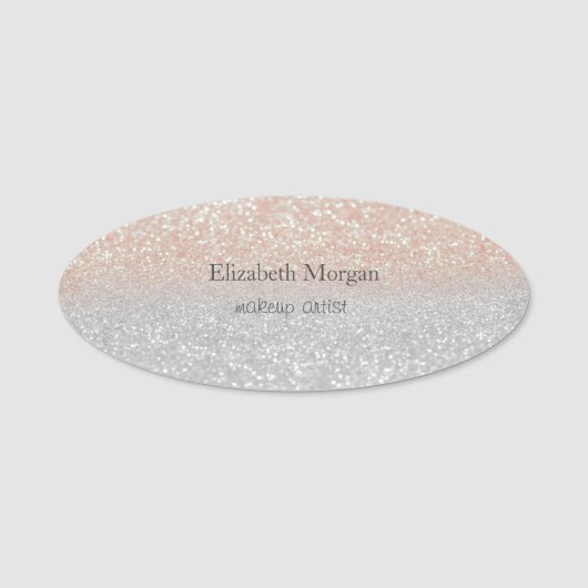 Elegant Simple Glitzer Bokeh Ombre Namensschild (Vorderseite)