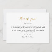 Elegant Simple Gold Blume Navy Blue Dankeskarte (Rückseite)