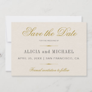 Elegant Simple Gold Calligraphy Classic Wedding Save The Date
