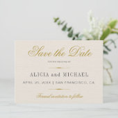 Elegant Simple Gold Calligraphy Classic Wedding Save The Date (Stehend Vorderseite)