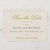 Elegant Simple Gold Calligraphy Classic Wedding Save The Date (Vorne/Hinten)
