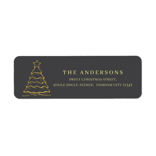 Elegant Simple Gold Christmas Tree Return Address (Vorne)