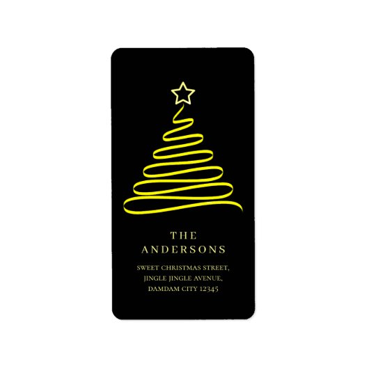 Elegant Simple Gold Christmas Tree Return Address Adressaufkleber (Vorne)