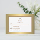 Elegant Simple Gold Color Design Wedding RSVP Card (Stehend Vorderseite)