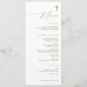 Elegant Simple Gold Cross Modern Script Baptism Menükarte (Vorderseite)