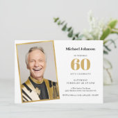 Elegant Simple Gold Custom Foto 60. Geburtstag Einladung (Stehend Vorderseite)