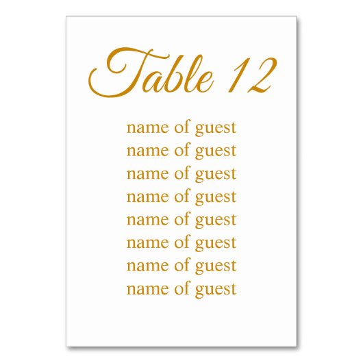Elegant Simple Gold Custom Wedding Table Number Tischnummer (Rückseite)