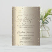 Elegant Simple Gold Diamonds Sweet 16 Einladung (Stehend Vorderseite)
