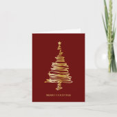 Elegant Simple Gold Fir Tree Frohe Weihnachten (Vorderseite)