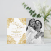 Elegant Simple Gold Floral Save the Data Date (Stehend Vorderseite)