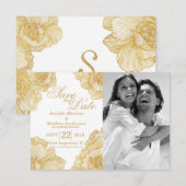 Elegant Simple Gold Floral Save the Data Date (Vorne/Hinten)