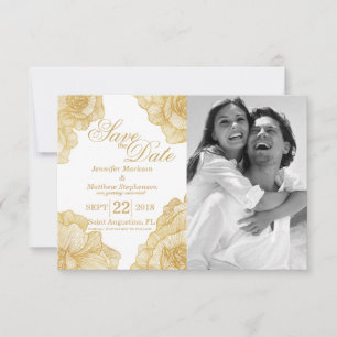 Elegant Simple Gold Floral Save the Data Date