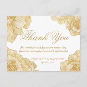 Elegant Simple Gold Floral Vielen Dank Postkarten