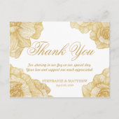 Elegant Simple Gold Floral Vielen Dank Postkarten (Vorderseite)