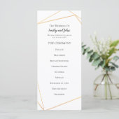 Elegant Simple Gold Geometric LInes Wedding Programm (Stehend Vorderseite)