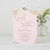 Elegant Simple Gold Glitter Corners Sweet 16 Einladung (Stehend Vorderseite)