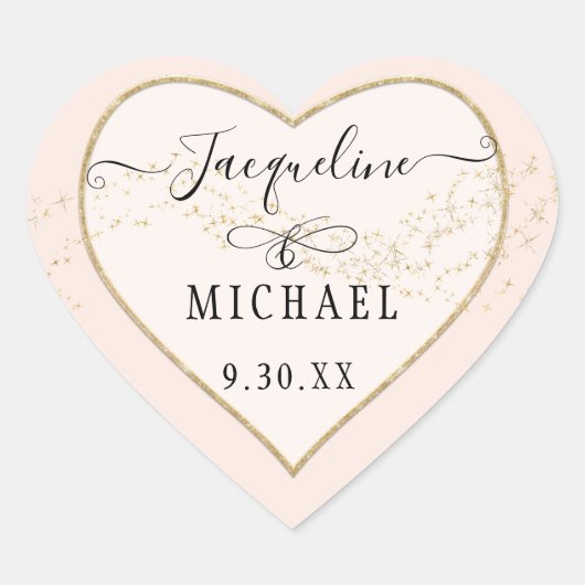 Elegant Simple Gold Glitzer Startskript Rosa Rosa Herz-Aufkleber (Vorderseite)