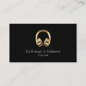 Elegant Simple Gold Headphones Dj Singer Black Visitenkarte (Vorderseite)