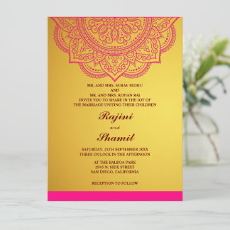 Elegant simple Gold Paisley Indian Hindu Einladung