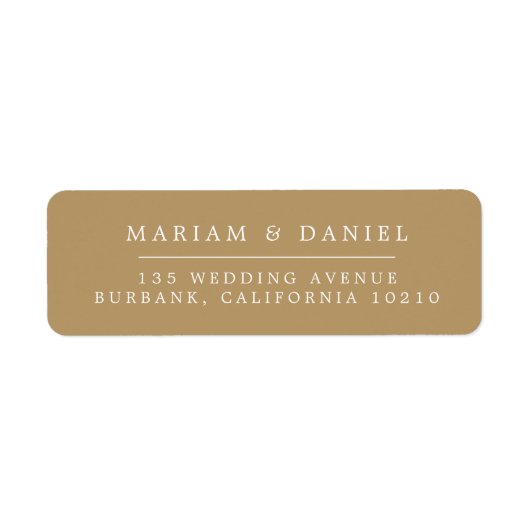 Elegant Simple Gold Wedding Return Address (Vorne)