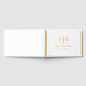Elegant Simple Gold White Monogram Baby Shower Gästebuch (Voll)
