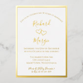 Elegant Simple Golden 50. Hochzeitstag Folieneinladung (Vorderseite)