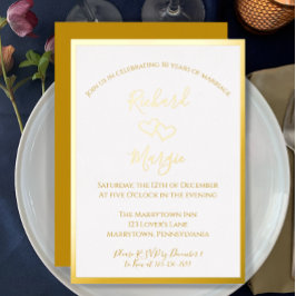 Elegant Simple Golden 50. Hochzeitstag Folieneinladung