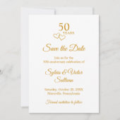 Elegant Simple Golden 50th Anniversary Party Save The Date (Vorderseite)