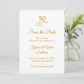 Elegant Simple Golden 50th Anniversary Party Save The Date (Stehend Vorderseite)
