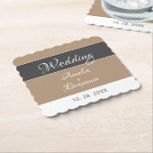 Elegant Simple Gray Beige Script Wedding  Untersetzer (angewinkelt)