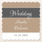 Elegant Simple Gray Beige Script Wedding  Untersetzer (Vorderseite)