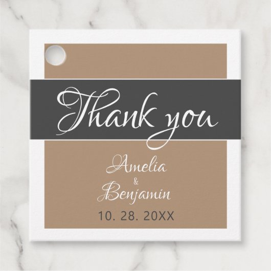 Elegant Simple Gray Beige Script Wedding Vielen Da Geschenkanhänger (Vorderseite)