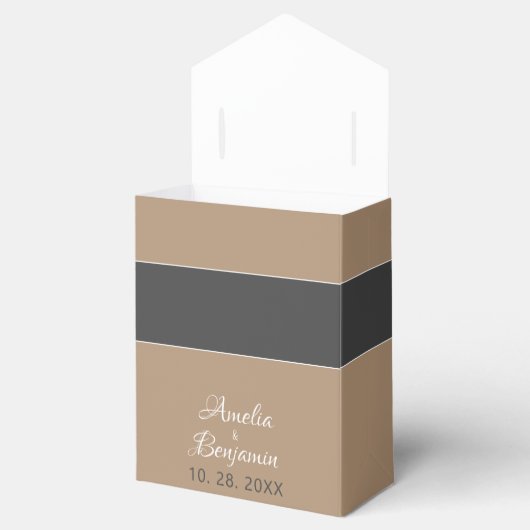 Elegant Simple Gray Beige Script Wedding Vielen Da Geschenkschachtel (Geöffnet)