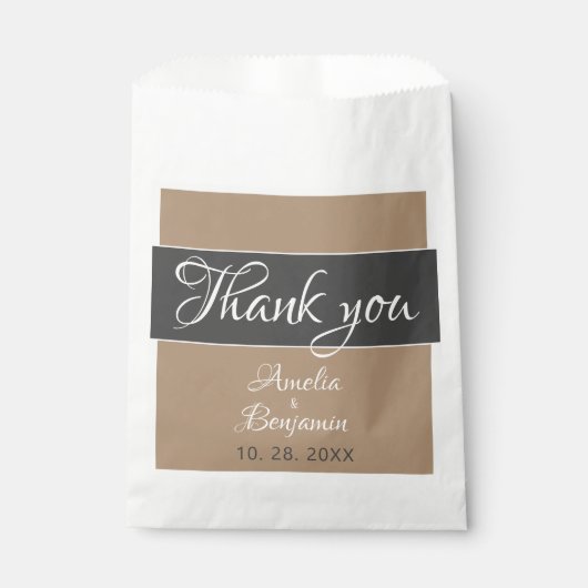 Elegant Simple Gray Beige Script Wedding Vielen Da Geschenktütchen (Vorderseite)