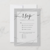 Elegant Simple Gray Silver Geo Border Wedding RSVP Karte (Vorderseite)