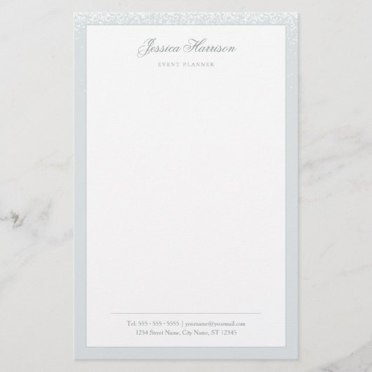 Elegant Simple Gray White Confetti Beruflich Briefpapier (Vorderseite)